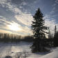 Winter sunset on the river 